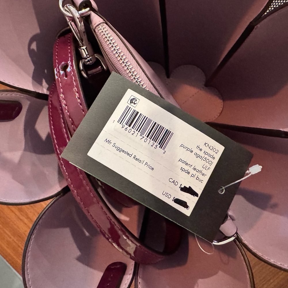 Kate spade the patent spade flower crossbody bucket Handbag purple NWT - Picture 8 of 8